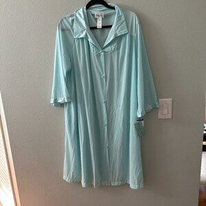 NWT Vanity Fair Sheer Blue Nightgown Pajamas Women's XL Grannycore Cottage